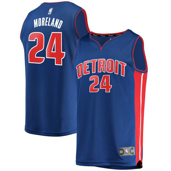 Maillot nba Detroit Pistons Icon Edition Homme Eric Moreland 24 Bleu